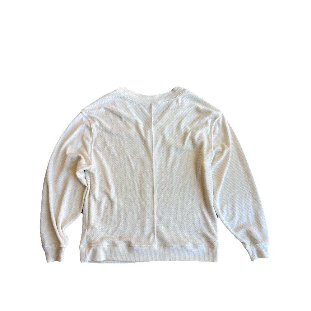P.TULA Women's M Ribbed Knit V-Neck Pullover Sweater Ivory Long Sleeve - Picture 7 of 8